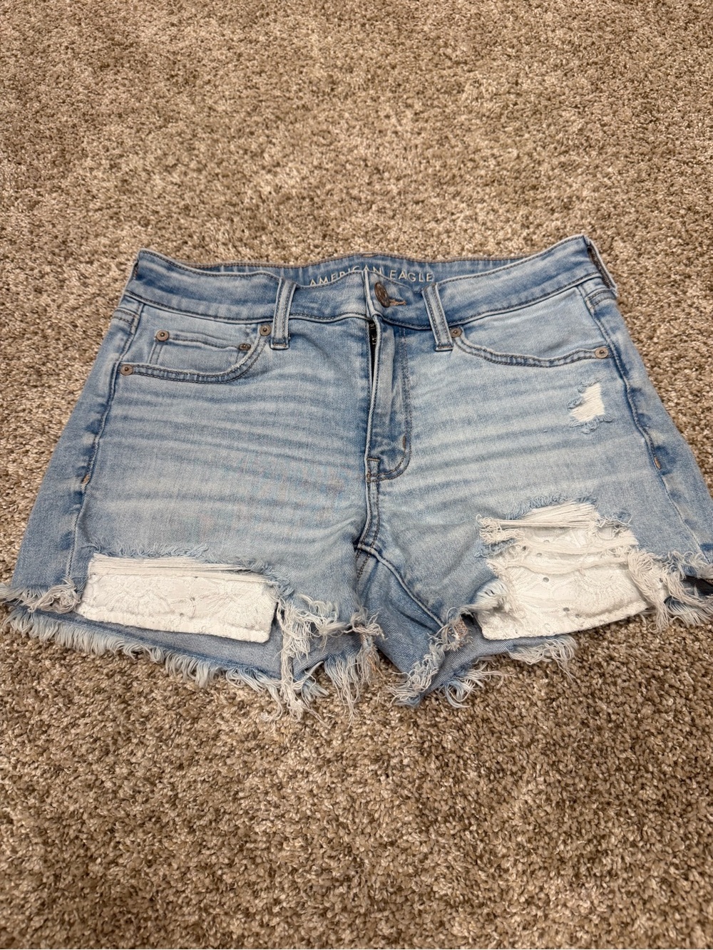 American Eagle Outfitters Light Blue Distressed Denim Shorts